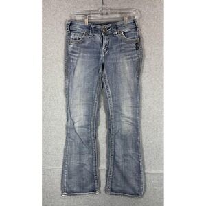 Silver Jeans Suki‎ Flap Jeans Womens 27x32 Blue Bootcut Stretch Denim Mid Rise